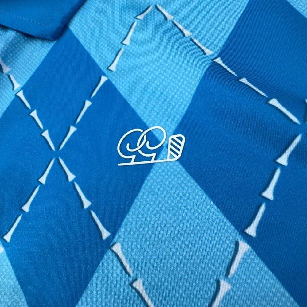 Good Good Golf Mens Blue Argyle Golf Tee Performance Polo Shirt Large - Picture 7 of 10